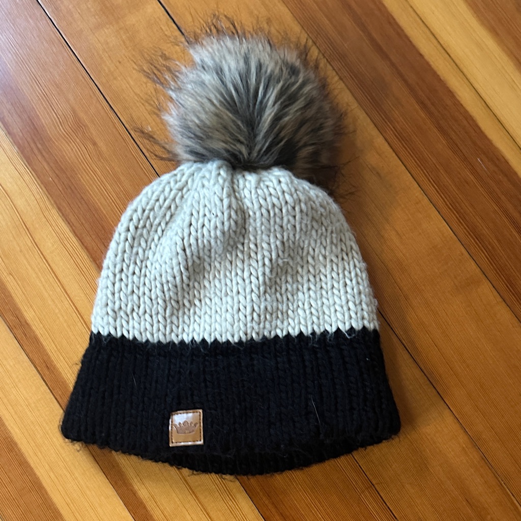 Panache Black And Cream Kids Pom-Pom Hat